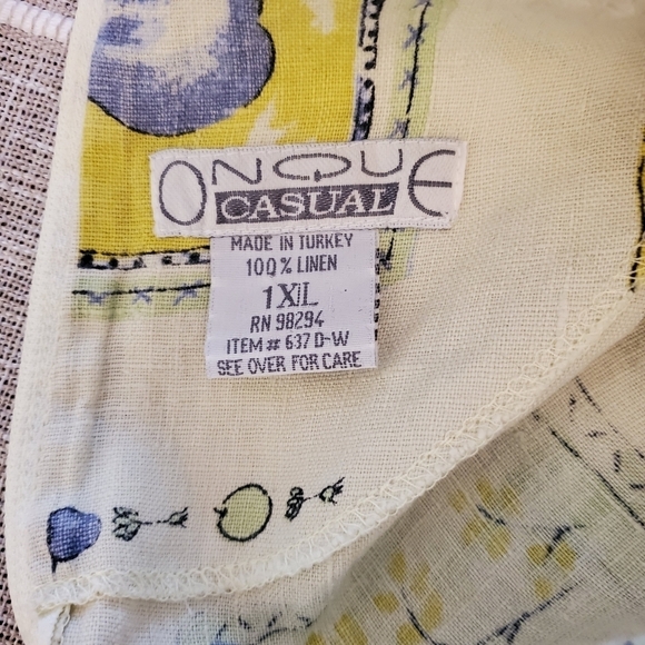 Onque XL 100% Linen Multiple Pattern Yellow Maxi Dress - Picture 5 of 7